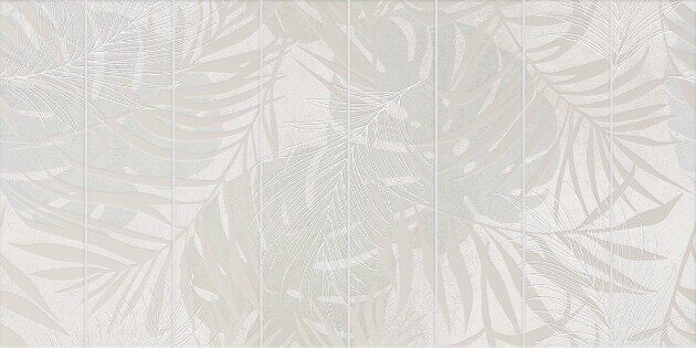 Bricks декор бежевый глянцевый sugar-эффект листья 31х63см Azori
