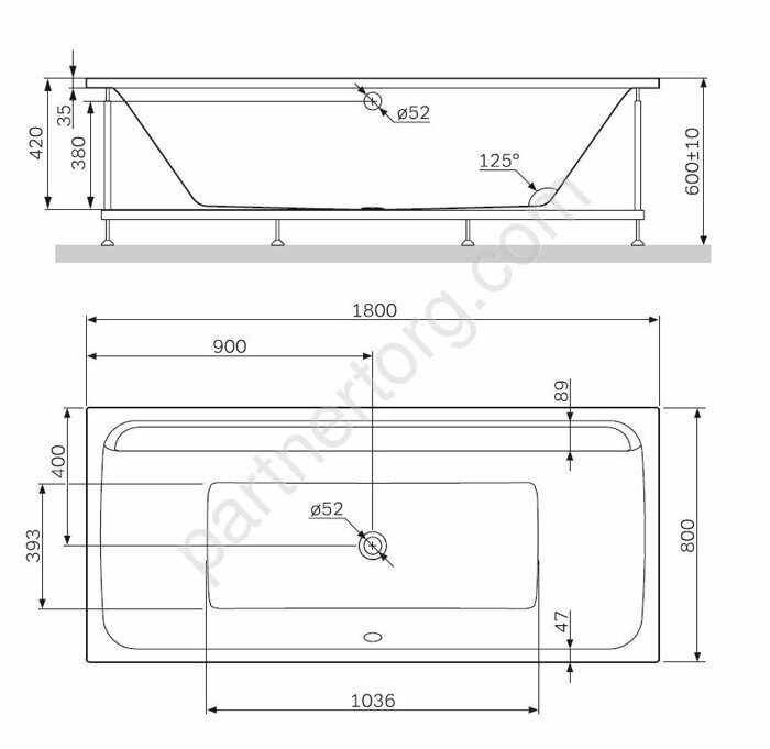 W52A-180-080W-R Inspire каркас для ванны Inspire A0, 180х80 , комплект