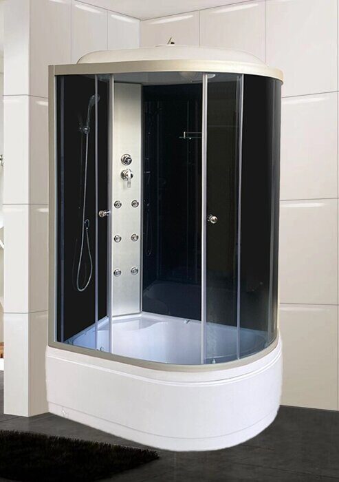 ODA 8037 душевая кабина угловая полукруглая 120х80, тонированное стекло, глубокий поддон