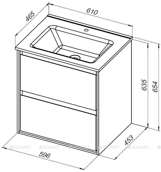 Милан 60 тумба дуб рошелье для ванной комнаты с раковиной-столешницей Flat 60 Aquanet