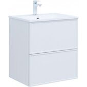 Арт 60 тумба белая матовая для ванной комнаты с раковиной-столешницей Арт 60 Aquanet