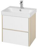 Сканди 55 см тумба подвесная белая/дуб верона для ванной комнаты с раковиной Адриана 55 Aquaton