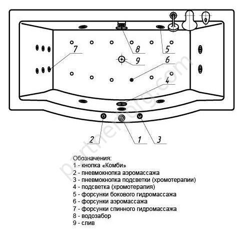 Гелиос ванна акриловая Aquatek 180х90см с каркасом и сливом