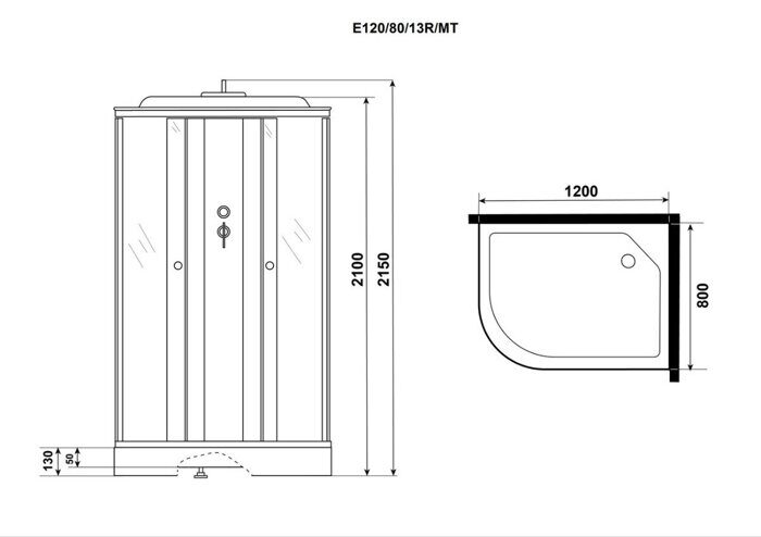 Niagara Eco E120/80/13R/MT душевая кабина угловая правая 120х80х215 см, матовое стекло, низкий поддон