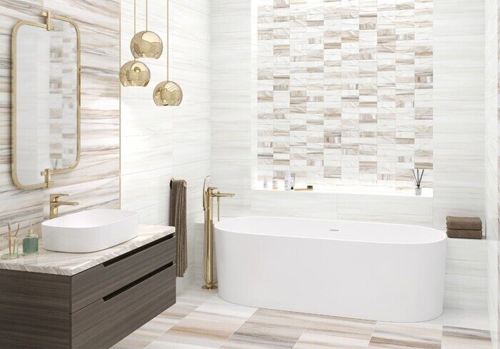 Palissandro Light Delacora настенная плитка белая глянцевая 24,6х74см