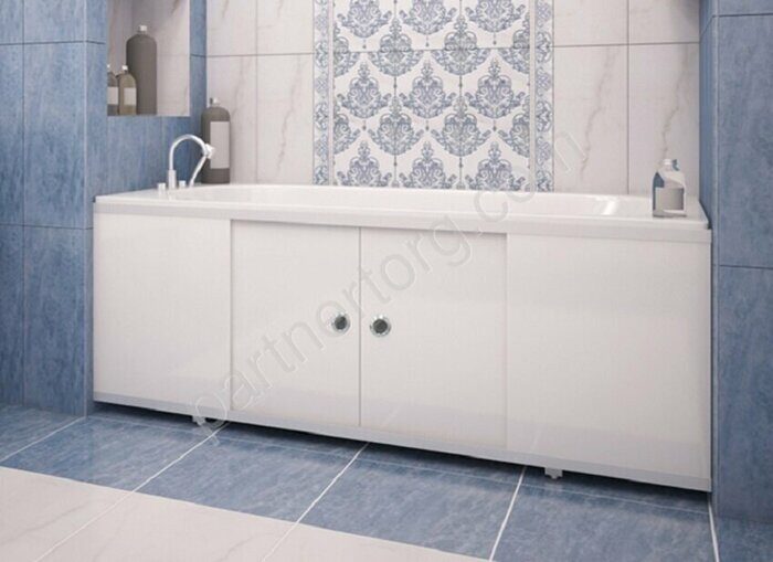 Экран-купе под ванну с раздвижными дверцами белый 149х56см