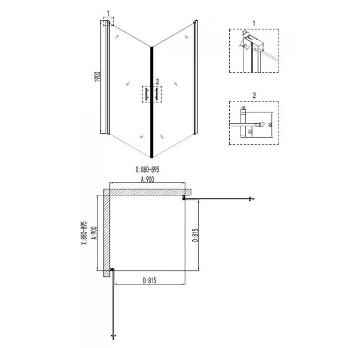 Niagara Nova NG-6603-08 душевое ограждение 90х90см, 2 распашные двери