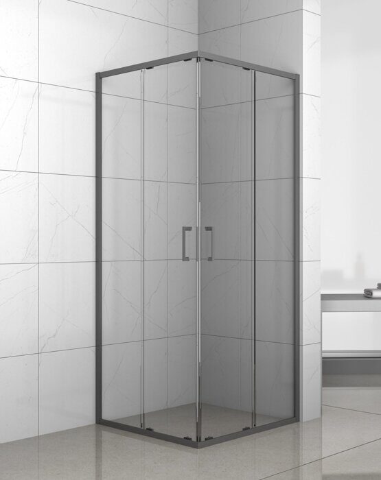 ODA G8037 душевое ограждение 100х100 см раздвижная дверь, прозрачное стекло, серый профиль
