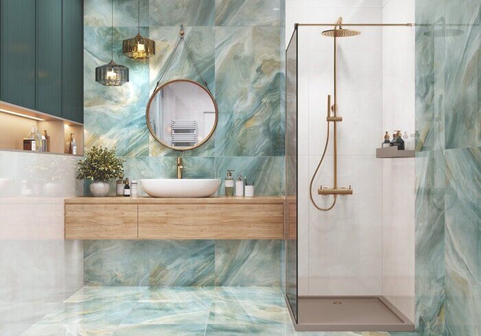 Illusion Flow LCM керамогранит бирюзовый суперполированный 120х60см