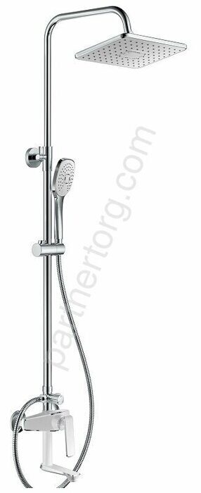 HB24548-8 душевая система с верхним душем, смесителем и ручной лейкой, белый хром Haiba