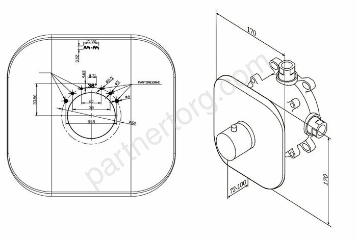 F3075500 Sensation, термостат, монтируемый в стену, хром, шт
