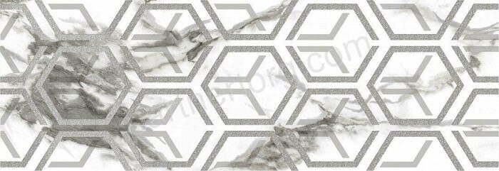 Royal Orion Bianco декор керамическая плитка глянцевая серая 24,2x70см Kerlife