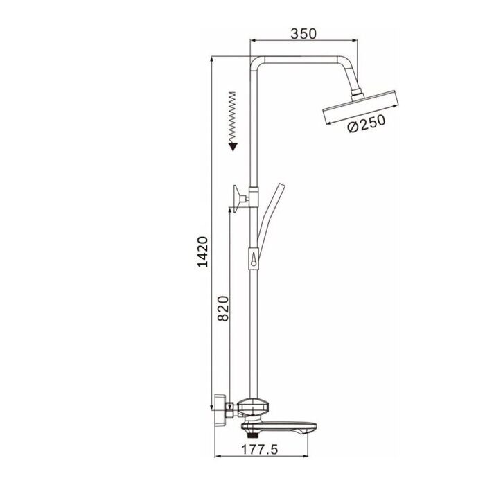 Rose R3996H Душевая система, черный