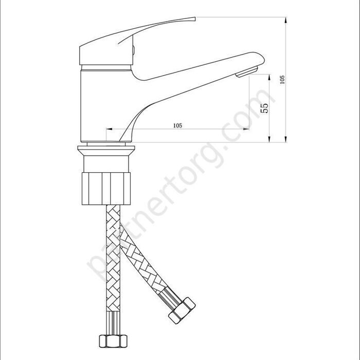 В 10 Смеситель для умывальника с литым изливом, одноручный Славен