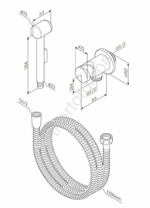 Лейка гигиенического душа, шланг 1200, держатель хром AM.PM F0202100