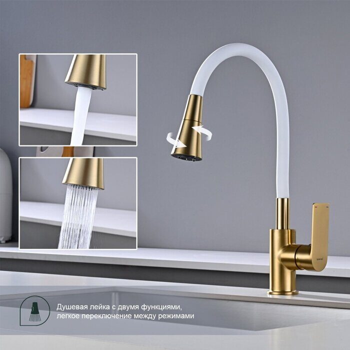 S05.43.03 Splenka Смеситель для кухни, сатин золотой