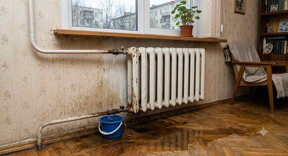 изображение течи радиаторы отопления в квартире