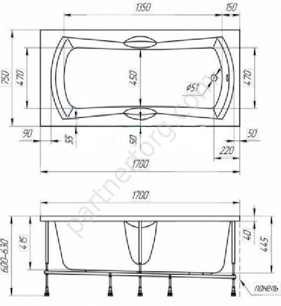 Агора ванна акриловая 170х75 см  1 Марка