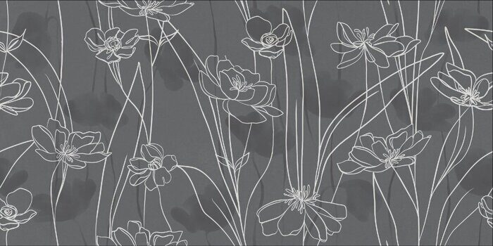 Floresta цветы серый керамогранит 120х60см матовый Meissen Keramik