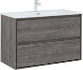 Милан 100 тумба дуб рошелье для ванной комнаты с накладной керамической раковиной Flash 1015*465*195 Aquanet