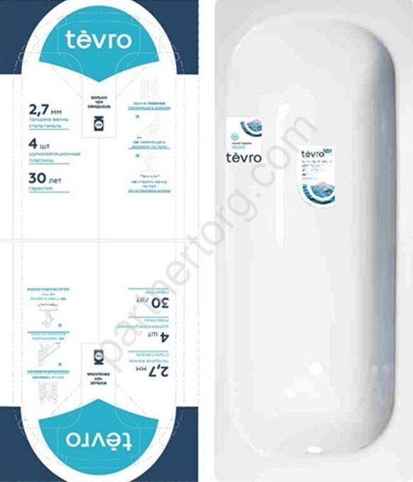 Tevro 170х70см м ванна стальная с ножками