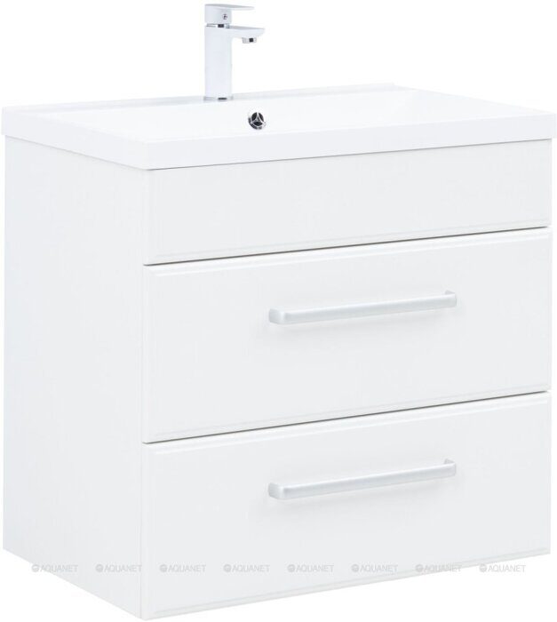 Лукка 75 тумба белая для ванной комнаты с раковиной-столешницей Нота 75 Aquanet