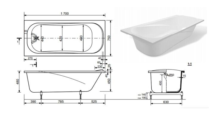 Gretta Sofia ванна каменная 170х75см