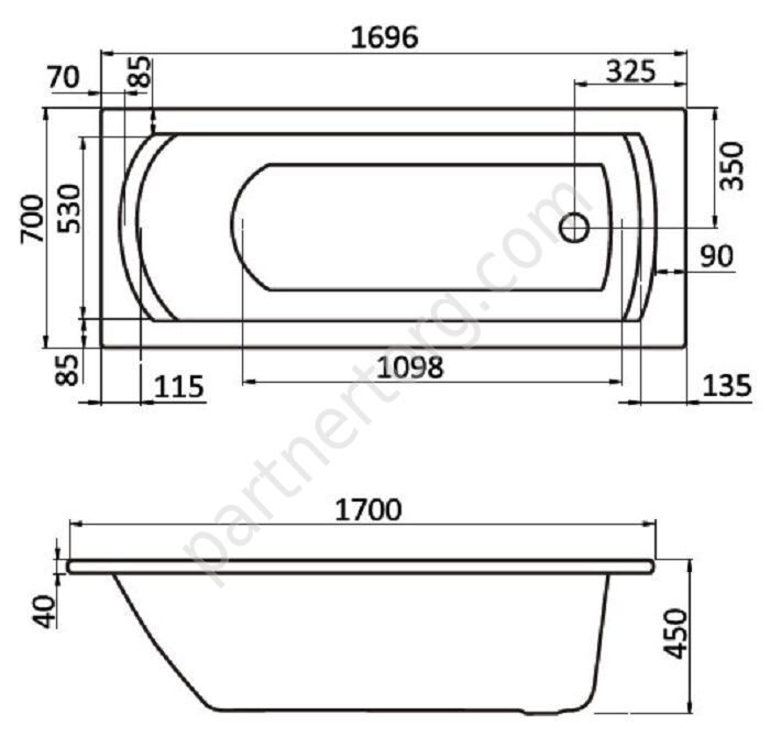 Монако 170х70см ванна акриловая Santek