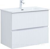 Джейн 80 тумба белая матовая для ванной комнаты с раковиной-столешницей Flat 80 Aquanet