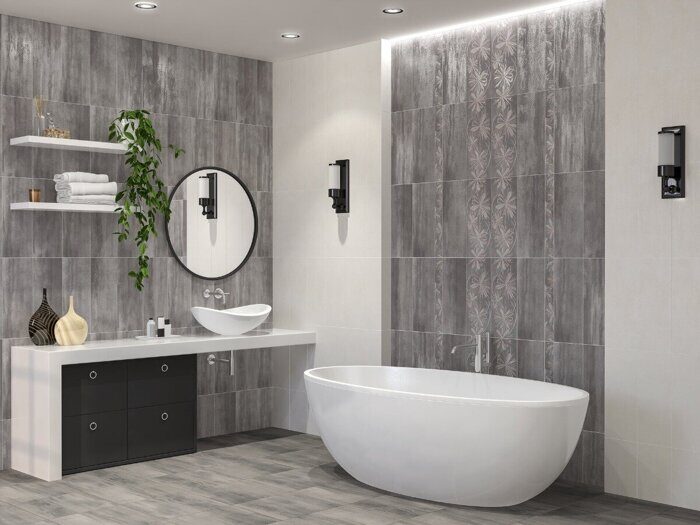 Sonnet Grey Flower бордюр серый полуматовый 6,2х50,5см Azori